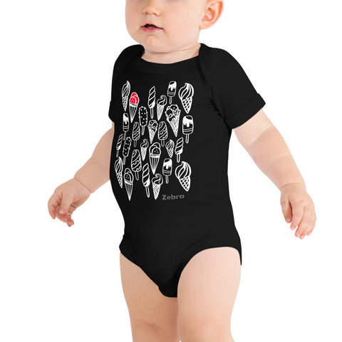 Baby Doodles Bodysuit - The Ice Cream Parlor - Zebra High Contrast Apparel and Clothing for Parents and Kids