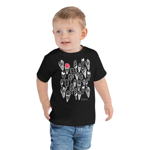 Toddler Doodles T-Shirt - The Ice Cream Parlor - Zebra High Contrast Apparel and Clothing for Parents and Kids