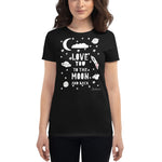 Women's Doodles T-Shirt - The Moon Shot - Zebra High Contrast Apparel and Clothing for Parents and Kids
