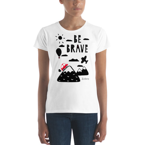 Women's Doodles T-Shirt - The Brave - Zebra High Contrast Apparel and Clothing for Parents and Kids