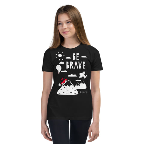Kid's Doodles T-Shirt - The Brave - Zebra High Contrast Apparel and Clothing for Parents and Kids