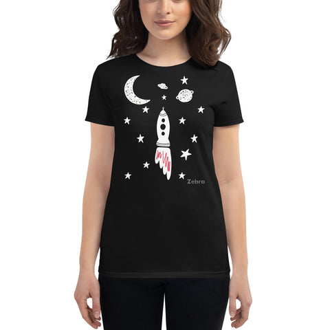 Women's Doodles T-Shirt - The Blastoff - Zebra High Contrast Apparel and Clothing for Parents and Kids